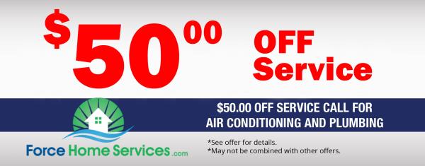 $50 off service call for air conditioning and plumbing