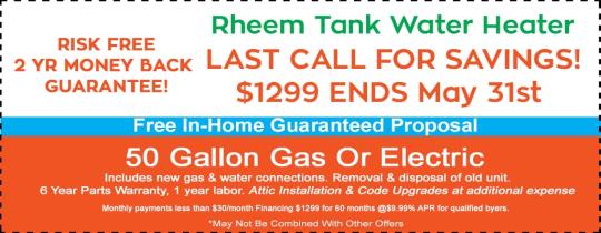 Rheem water tank heater for $30 a month